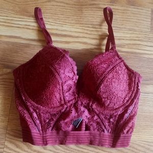 Victoria's Secret Burgundy corset style bra.